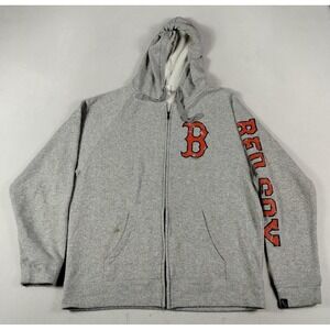 Boston Red Sox Hoodie Womens Large Gray MLB Baseball 5th & Ocean Distressed